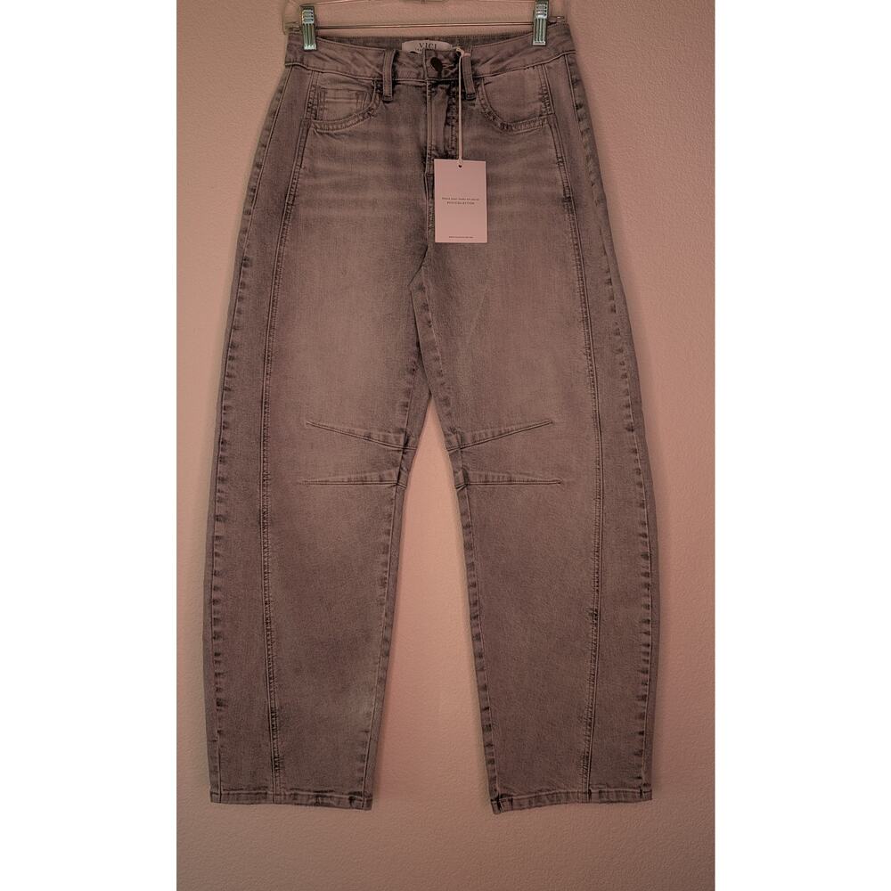 Vici Los Angeles NWT Women's Gray Barrel Jeans 25 Boho Edgy Chic Denim